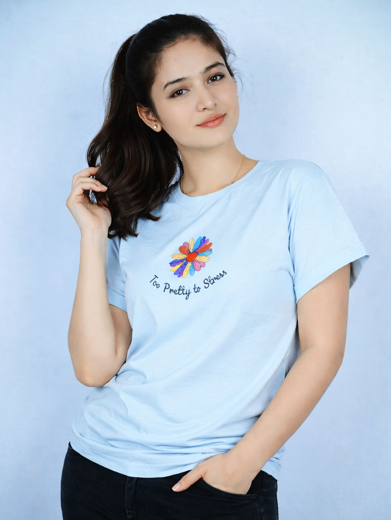 Women’s Printed Too Pretty Casual Wear T-Shirt - Image 4