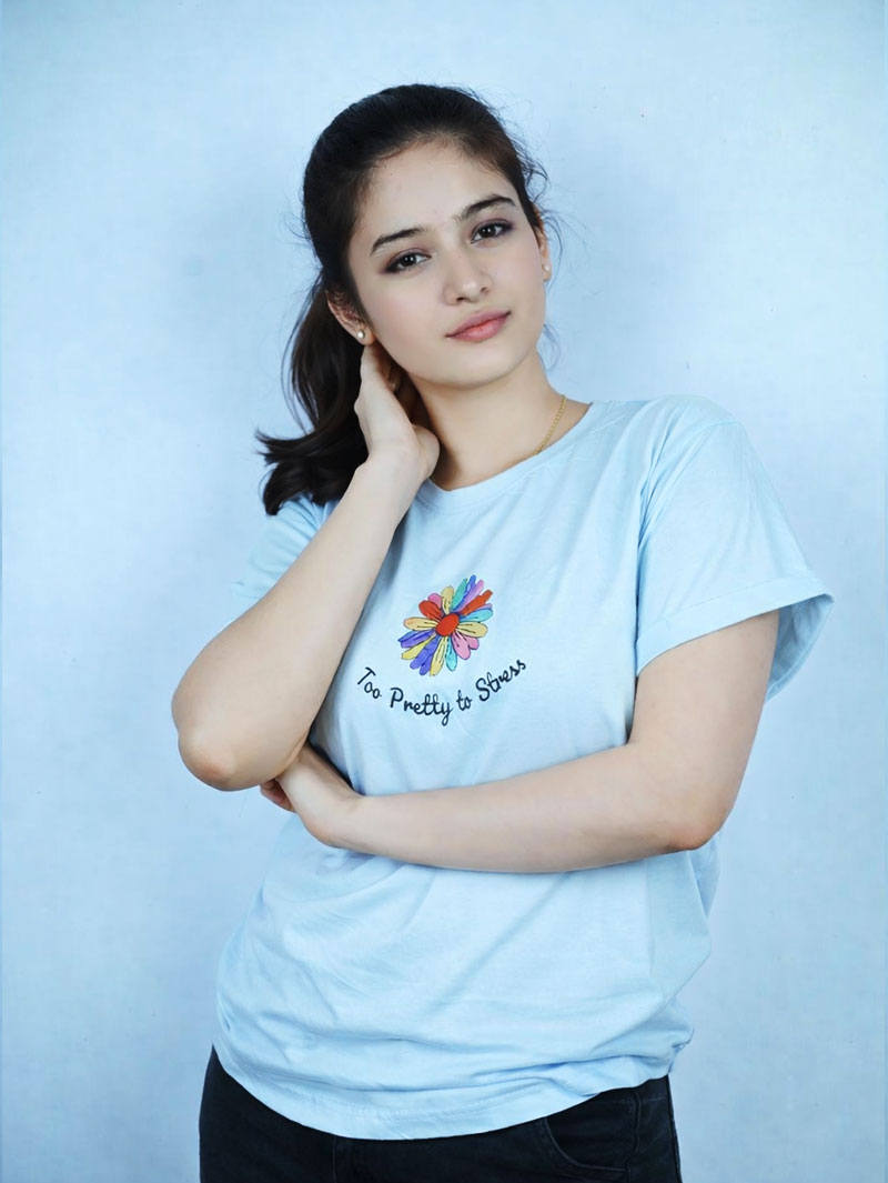 Women’s Printed Too Pretty Casual Wear T-Shirt