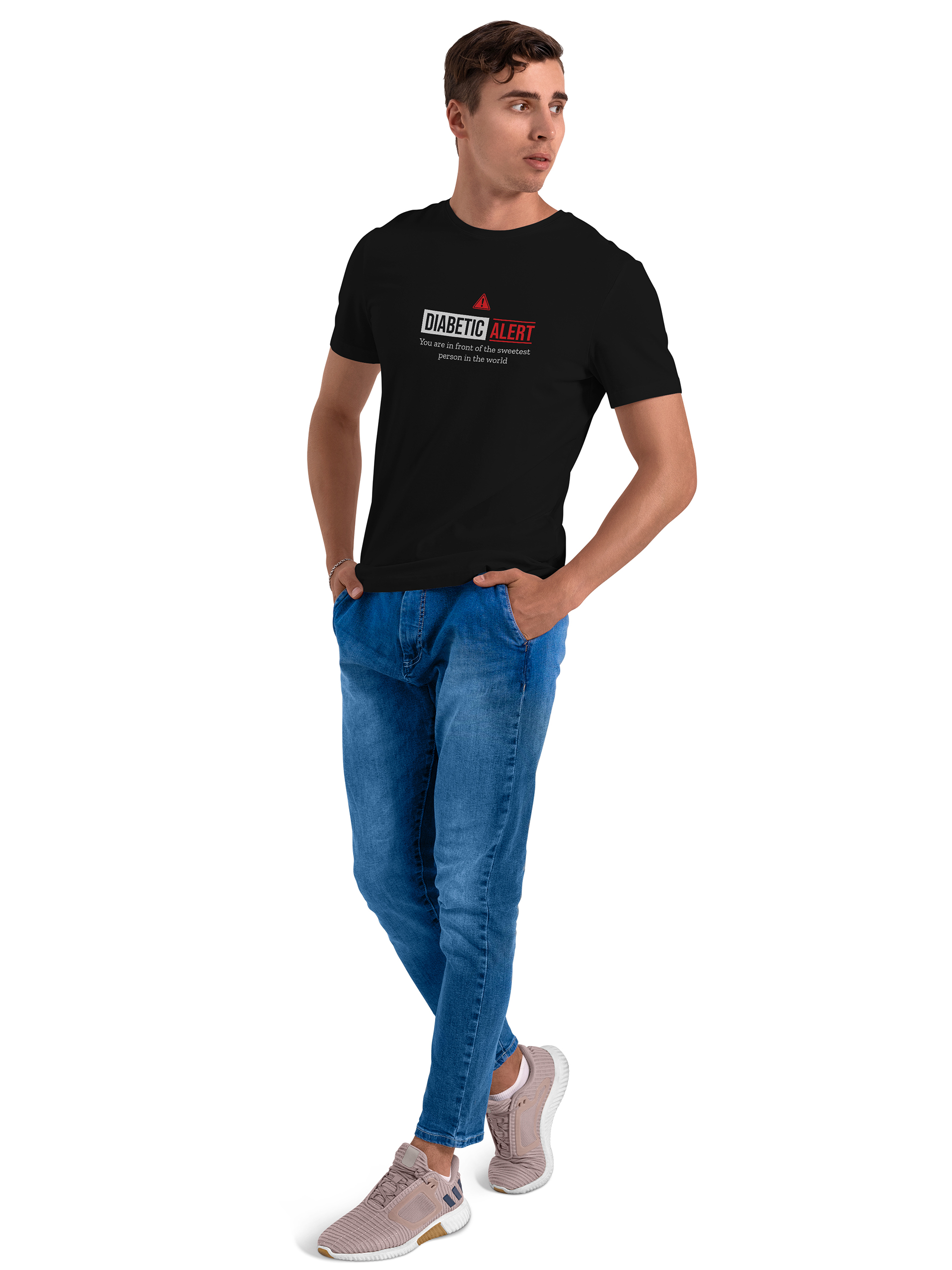 Diabetic Alert Funny Quote Graphic T-Shirt - Image 3