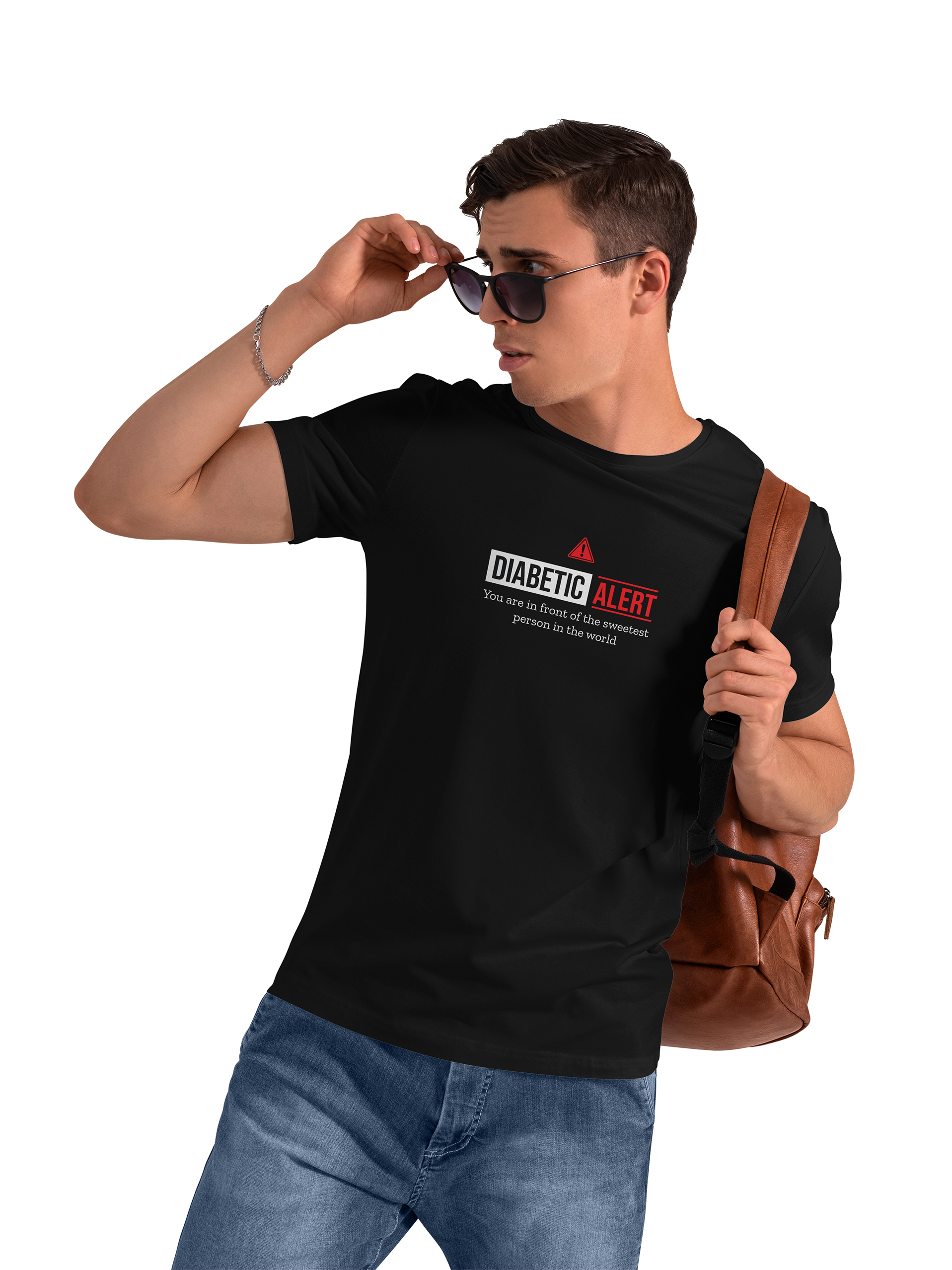 Diabetic Alert Funny Quote Graphic T-Shirt - Image 2