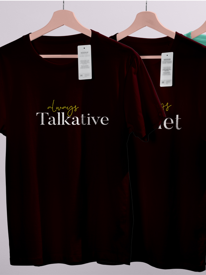 Always Talkative & Always Quiet Funny Couple T-Shirts - Image 5
