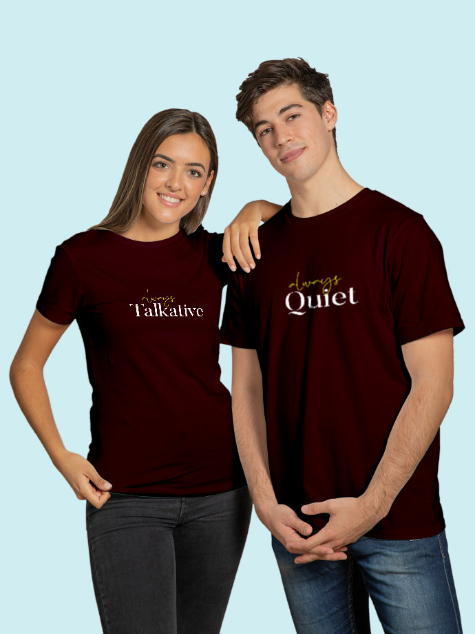 Always Talkative & Always Quiet Funny Couple T-Shirts - Image 4