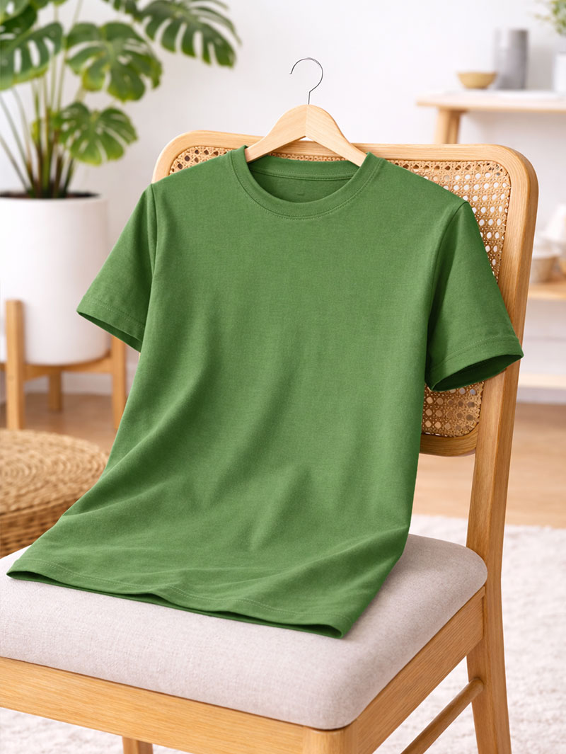 Women’s Green Plain T-Shirt – Regular Fit - Image 3