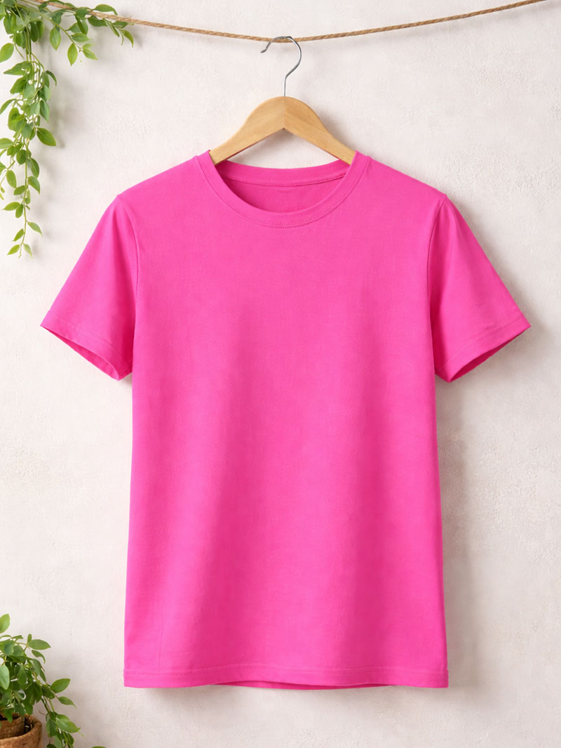 Women’s Pink Plain T-Shirt – Regular Fit - Image 3
